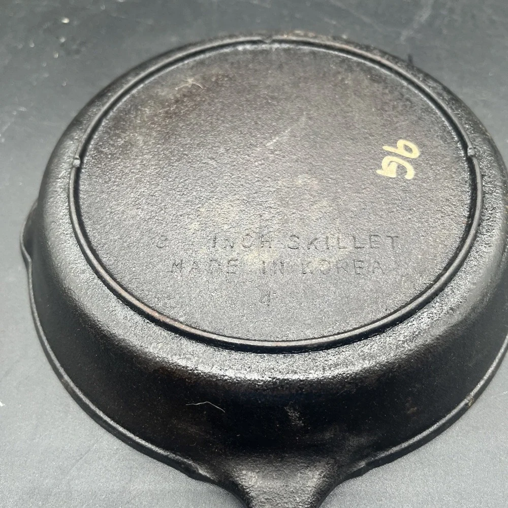 Vintage 8 Inch Cast Iron Skillet Smooth Bottom Made In Korea Number 4